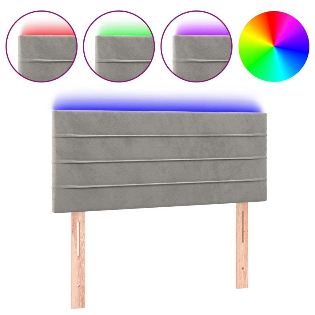 Tête de lit à LED Gris clair 90x5x78/88 cm Velours - XIOS