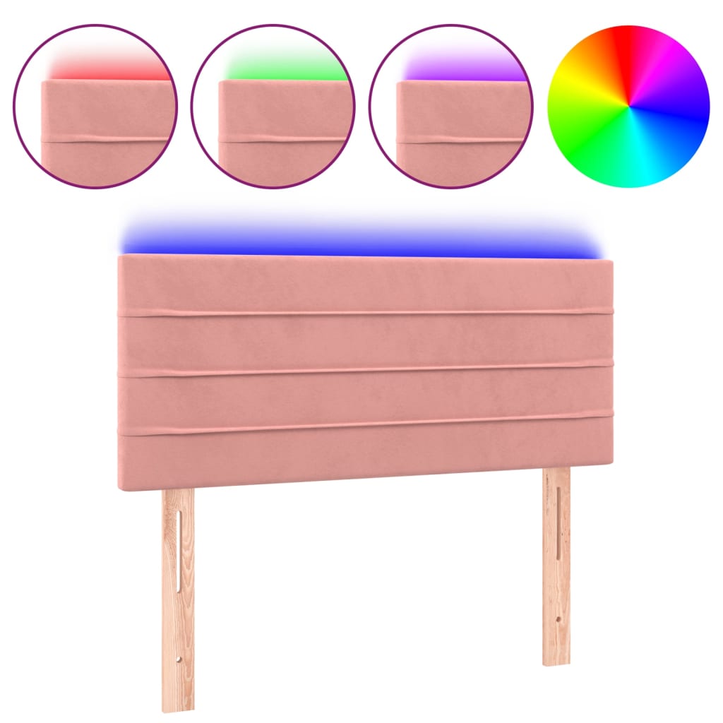 Tête de lit à LED Rose 90x5x78/88 cm Velours - XIOS