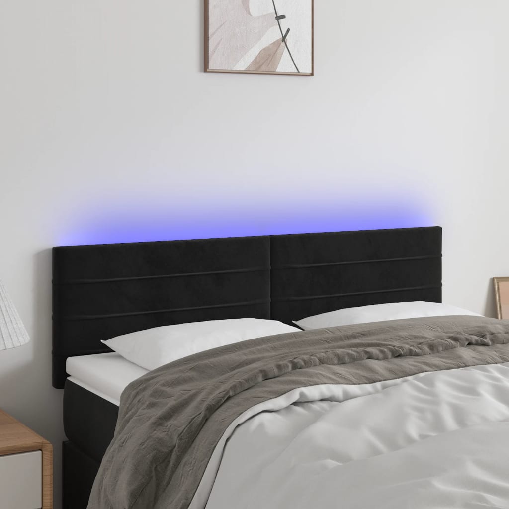 Tête de lit à LED Noir 144x5x78/88 cm Velours - XIOS