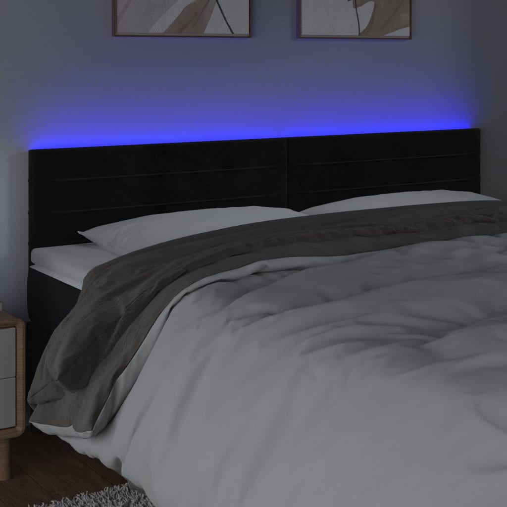 Tête de lit à LED Noir 200x5x78/88 cm Velours - XIOS