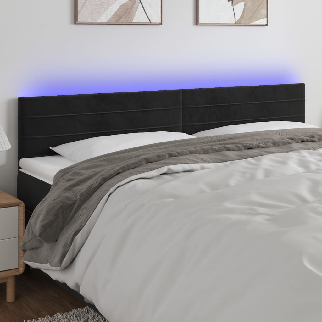 Tête de lit à LED Noir 200x5x78/88 cm Velours - XIOS