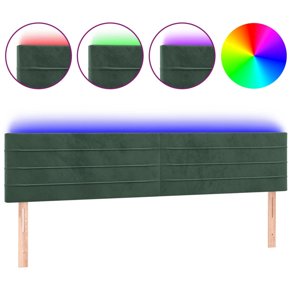 Tête de lit à LED Vert foncé 200x5x78/88 cm Velours - XIOS