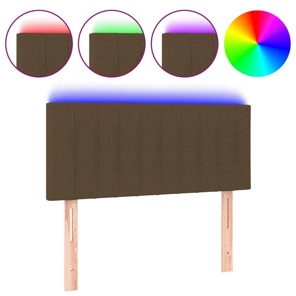 Tête de lit à LED Marron Foncé 90x5x78/88 cm Tissu Têtes et pieds de lit vidaXL