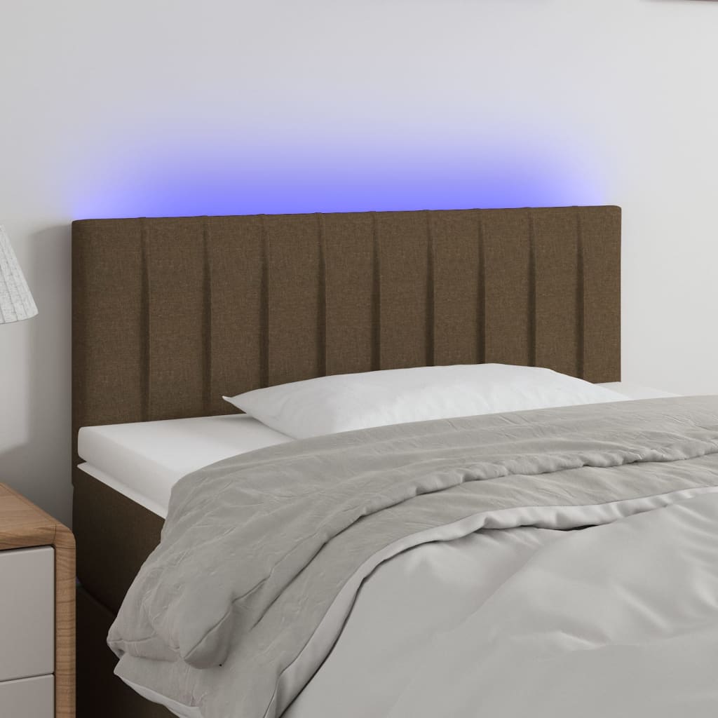 Tête de lit à LED Marron Foncé 90x5x78/88 cm Tissu Têtes et pieds de lit vidaXL