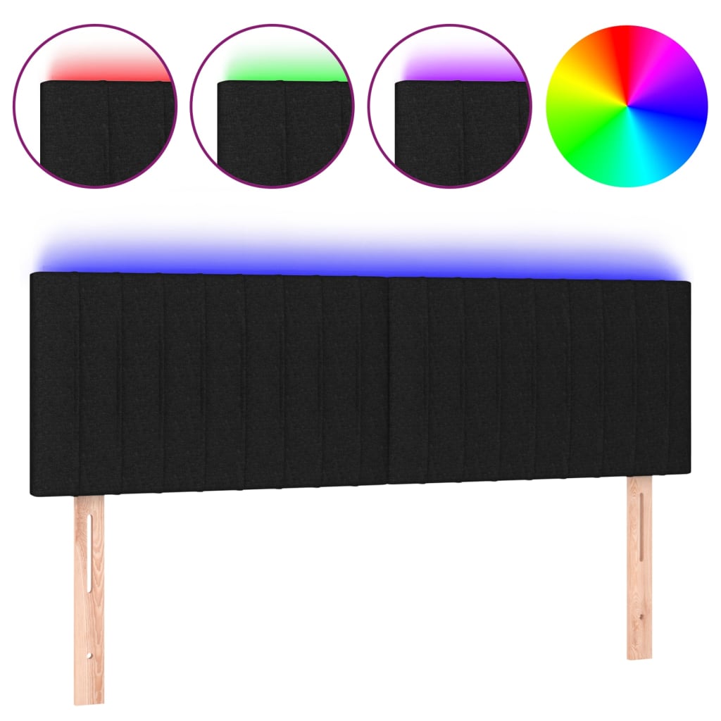 Tête de lit à LED Noir 144x5x78/88 cm Tissu - XIOS