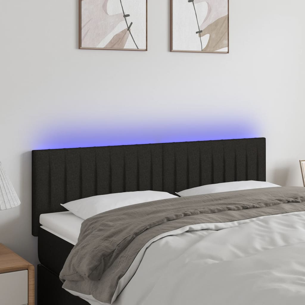 Tête de lit à LED Noir 144x5x78/88 cm Tissu - XIOS