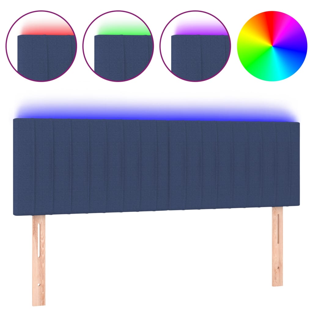 Tête de lit à LED Bleu 144x5x78/88 cm Tissu - XIOS
