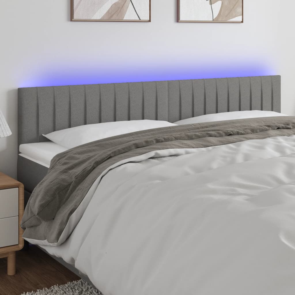 Tête de lit à LED Gris foncé 200x5x78/88 cm Tissu - XIOS