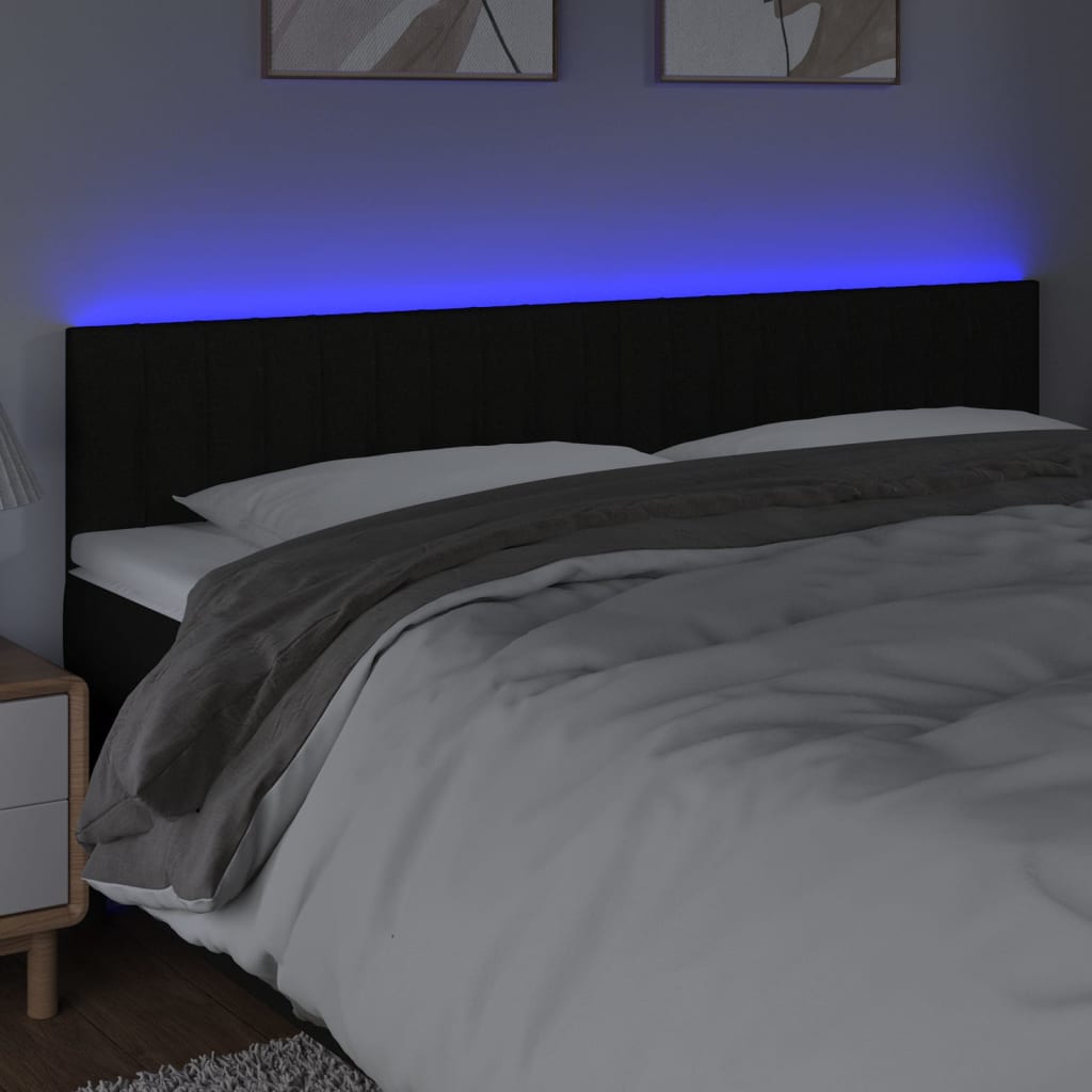 Tête de lit à LED Noir 200x5x78/88 cm Tissu - XIOS