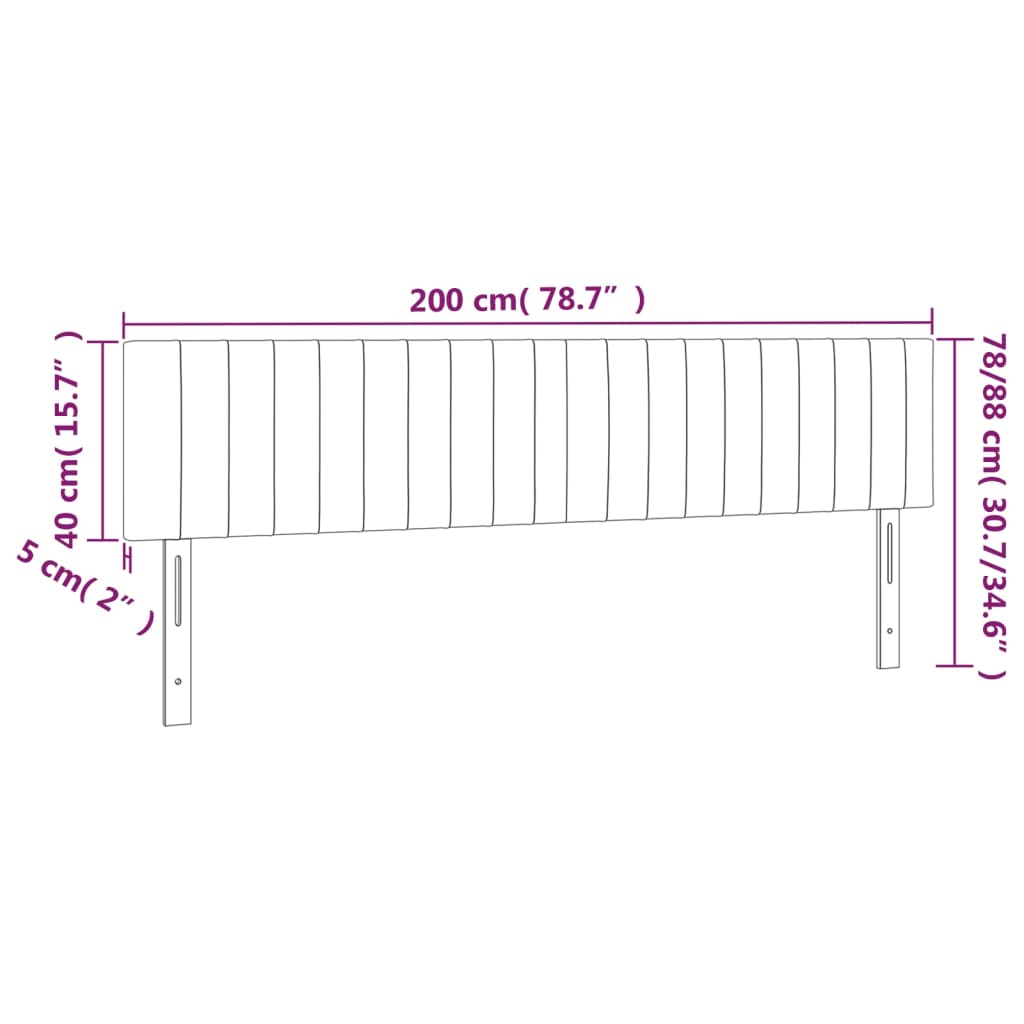 Tête de lit à LED Noir 200x5x78/88 cm Tissu - XIOS