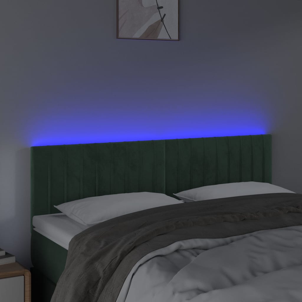 Tête de lit à LED Vert foncé 144x5x78/88 cm Velours - XIOS