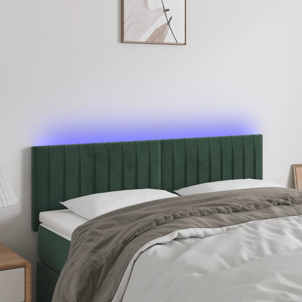 Tête de lit à LED Vert foncé 144x5x78/88 cm Velours - XIOS