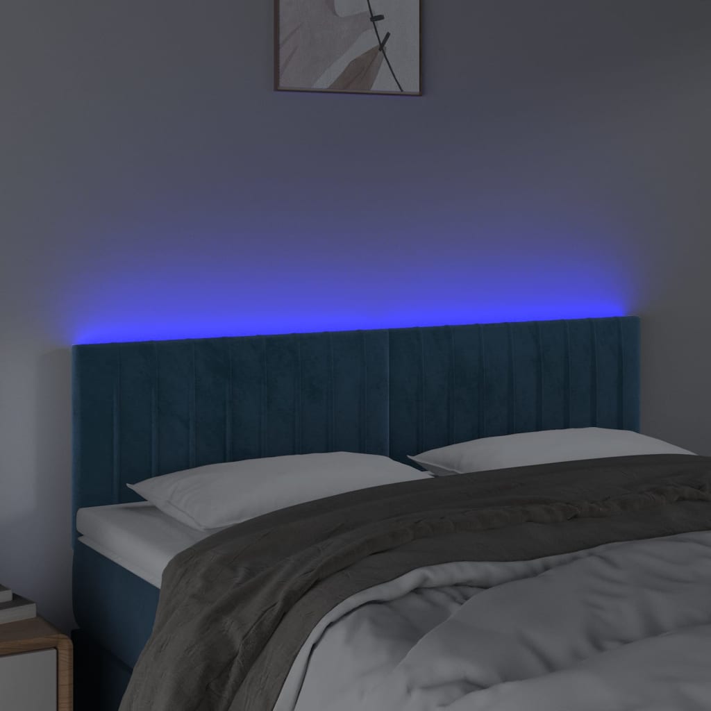 Tête de lit à LED Bleu foncé 144x5x78/88 cm Velours - XIOS