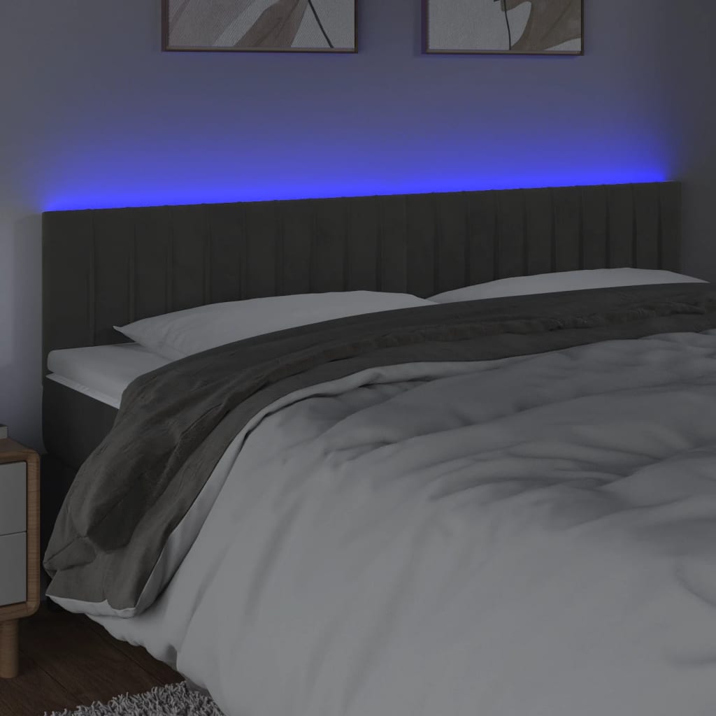 Tête de lit à LED Gris foncé 160x5x78/88 cm Velours - XIOS