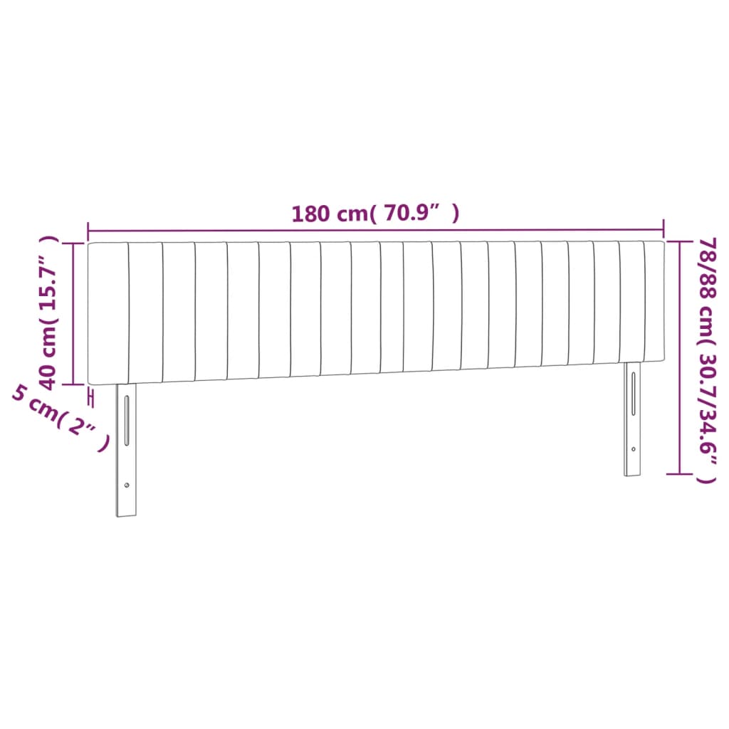 Tête de lit à LED Gris clair 180x5x78/88 cm Velours - XIOS