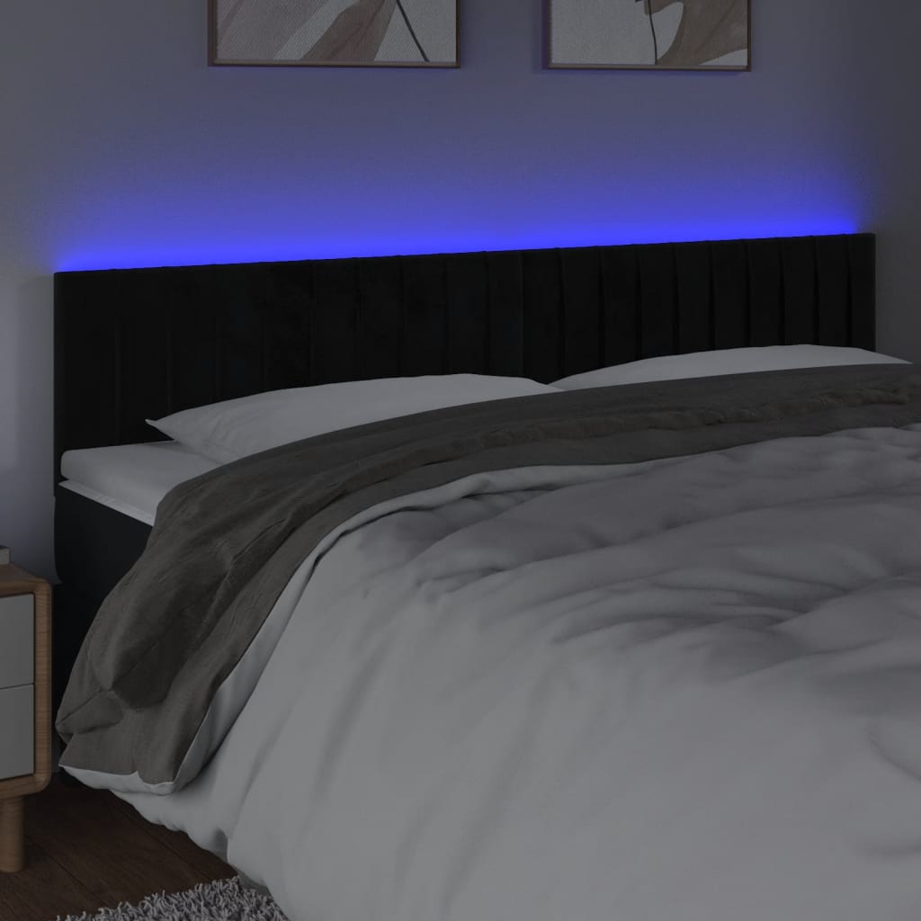 Tête de lit à LED Noir 180x5x78/88 cm Velours - XIOS