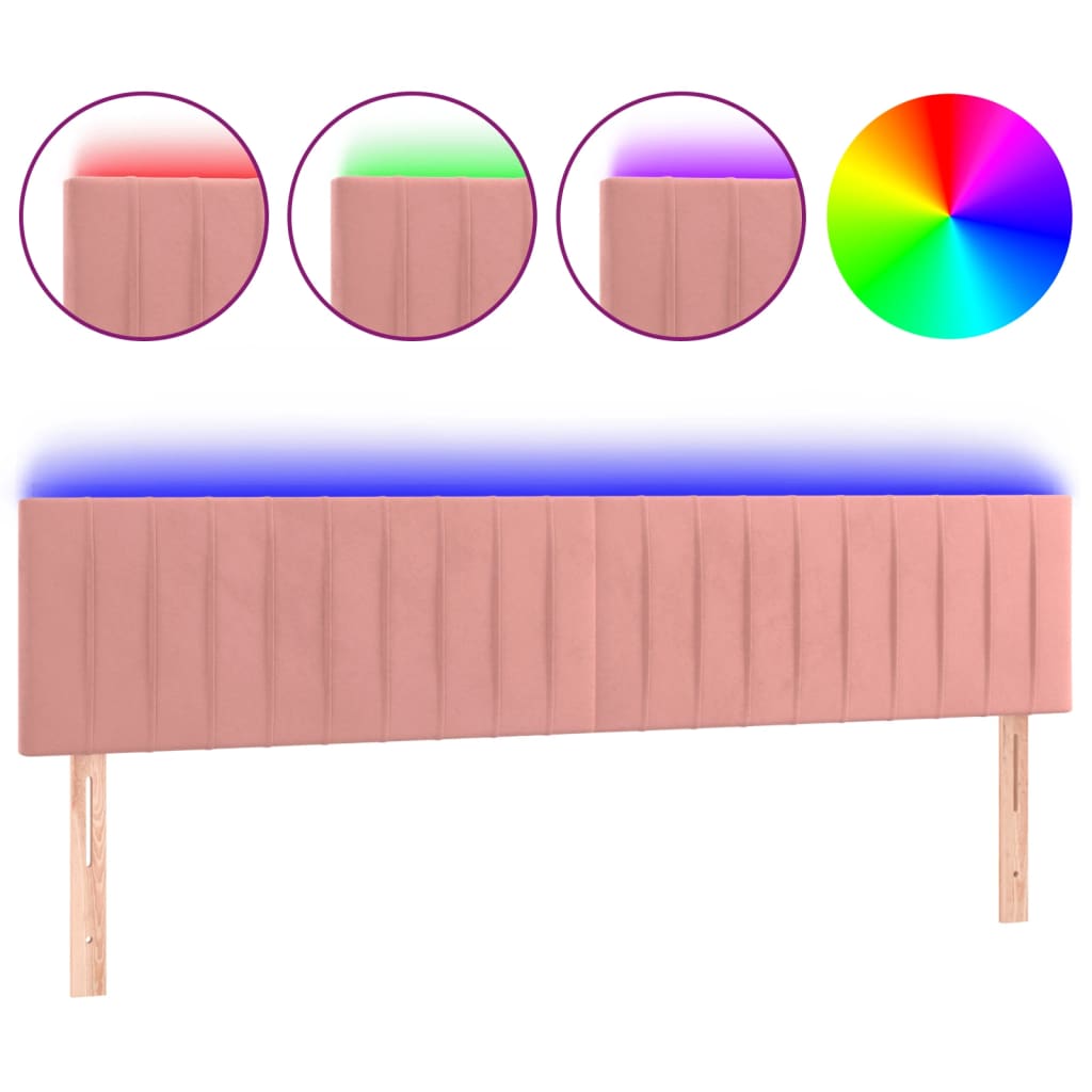 Tête de lit à LED Rose 180x5x78/88 cm Velours - XIOS