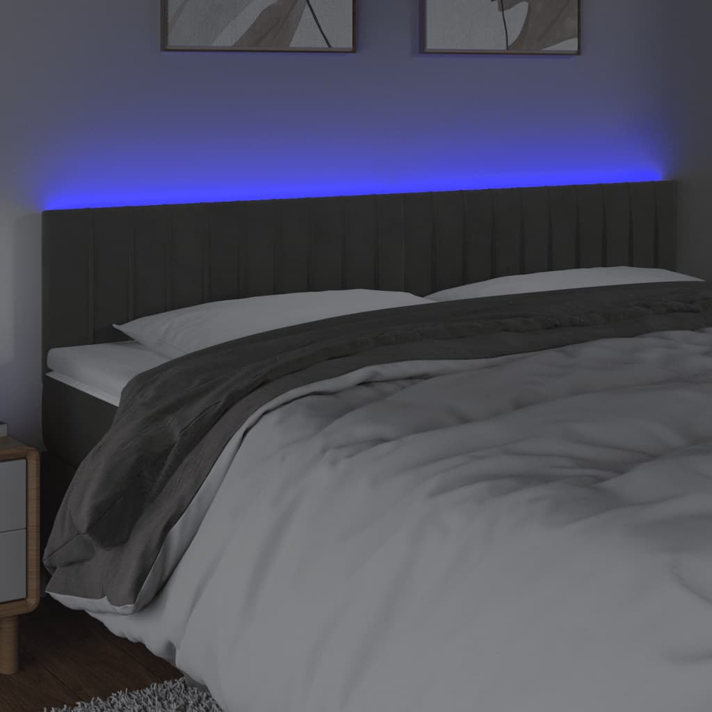 Tête de lit à LED Gris foncé 200x5x78/88 cm Velours - XIOS