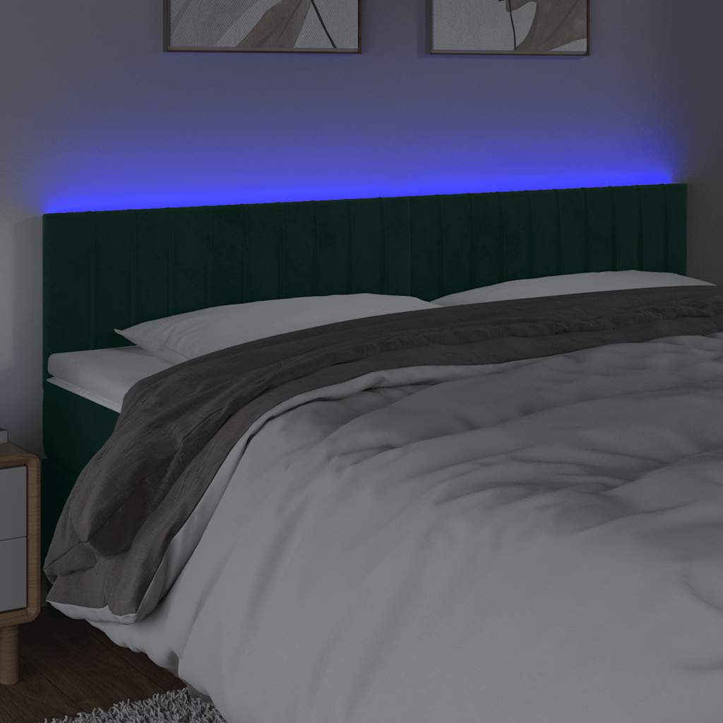 Tête de lit à LED Vert foncé 200x5x78/88 cm Velours - XIOS