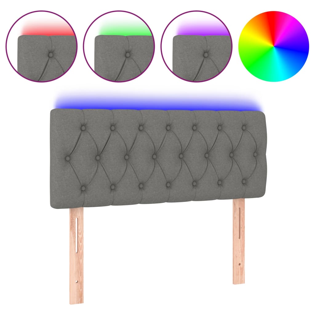 Tête de lit à LED Gris foncé 90x7x78/88 cm Tissu - XIOS