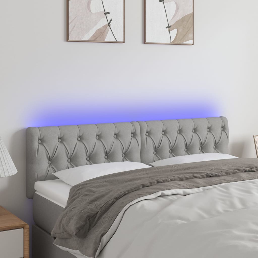 Tête de lit à LED Gris clair 160x7x78/88 cm Tissu - XIOS