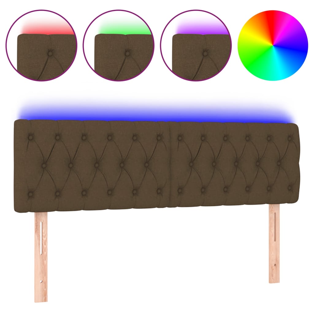 Tête de lit à LED Marron foncé 160x7x78/88 cm Tissu - XIOS