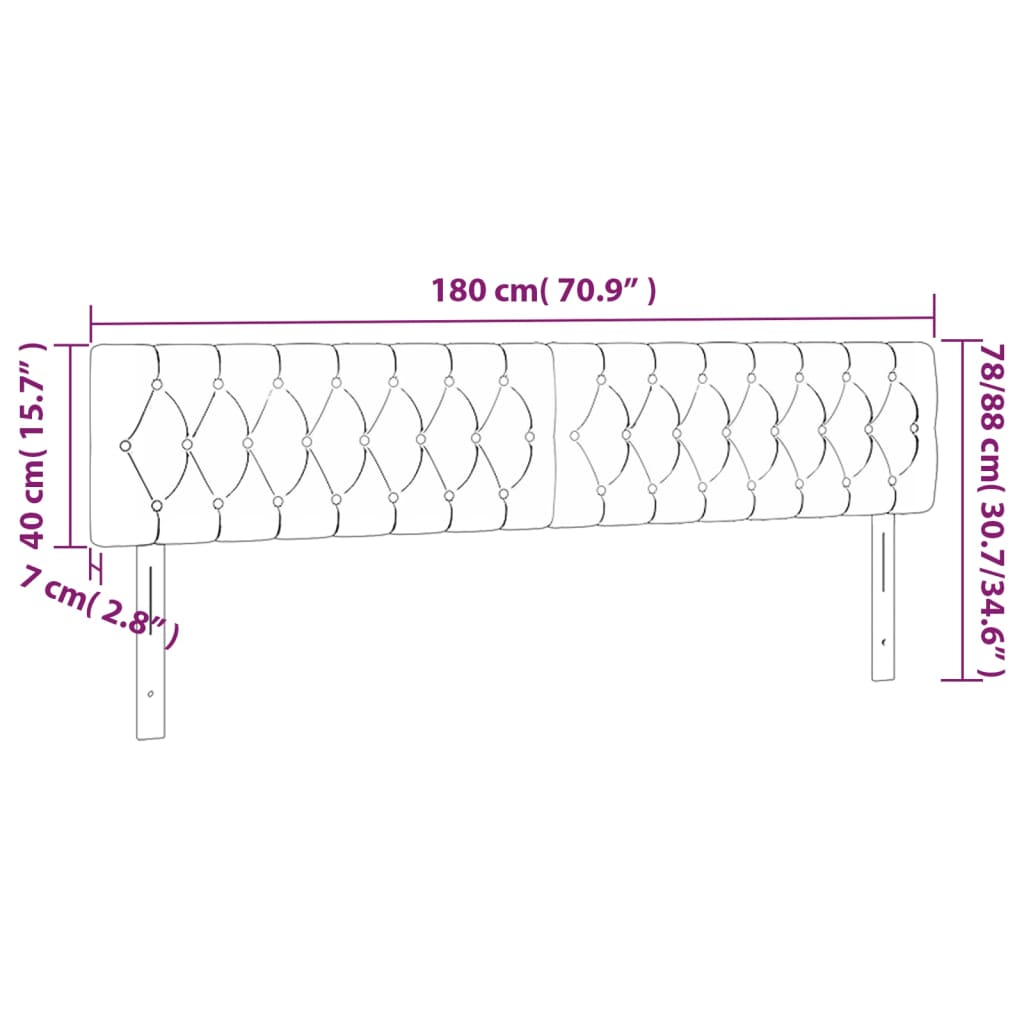 Tête de lit à LED Gris clair 180x7x78/88 cm Tissu - XIOS
