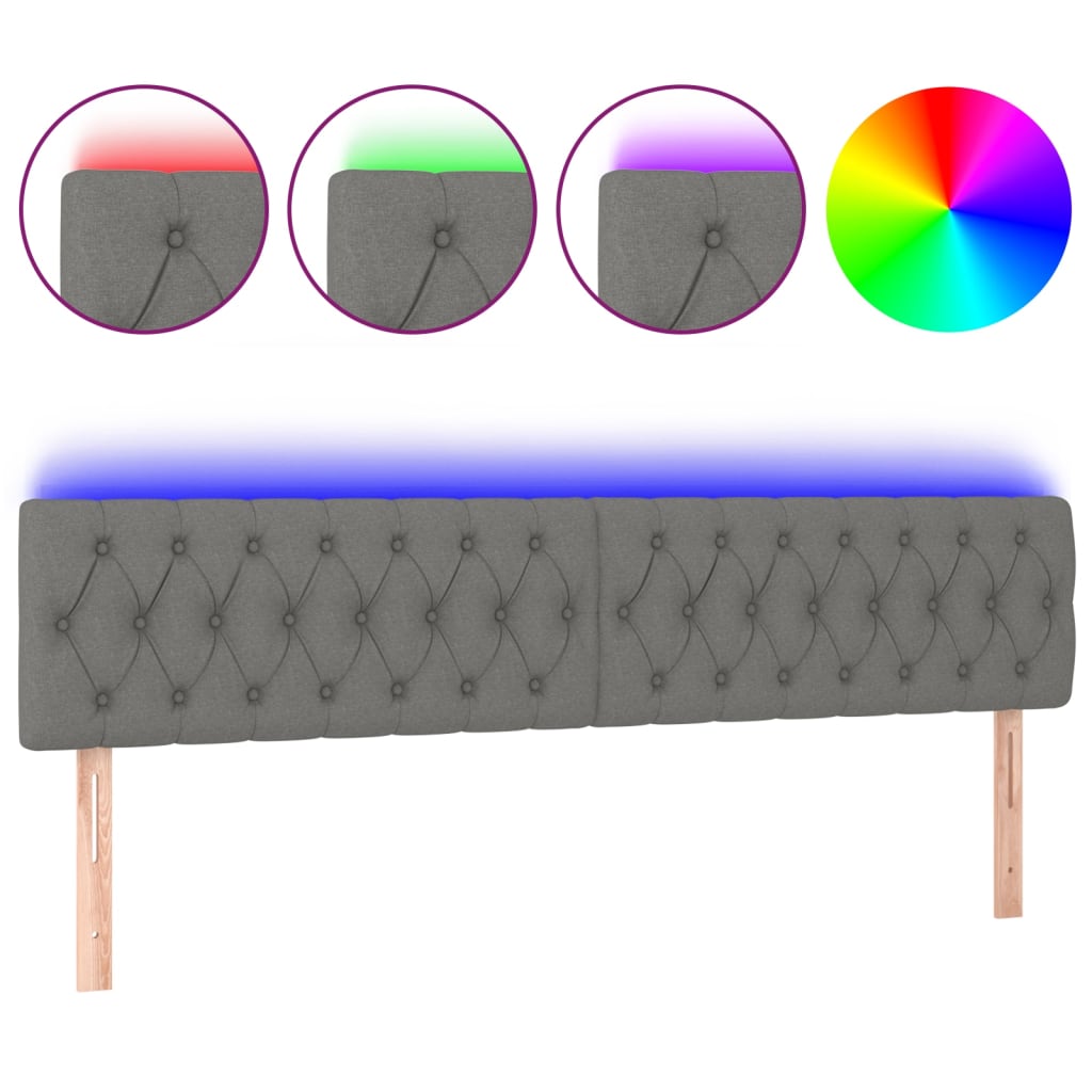 Tête de lit à LED Gris foncé 180x7x78/88 cm Tissu - XIOS
