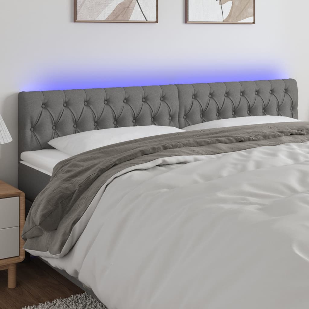 Tête de lit à LED Gris foncé 180x7x78/88 cm Tissu - XIOS