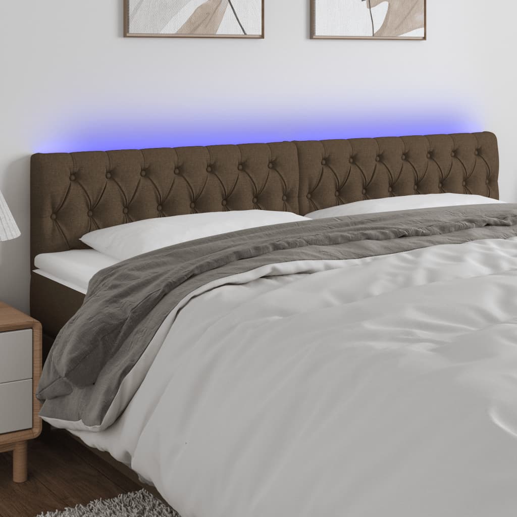 Tête de lit à LED Marron foncé 180x7x78/88 cm Tissu - XIOS
