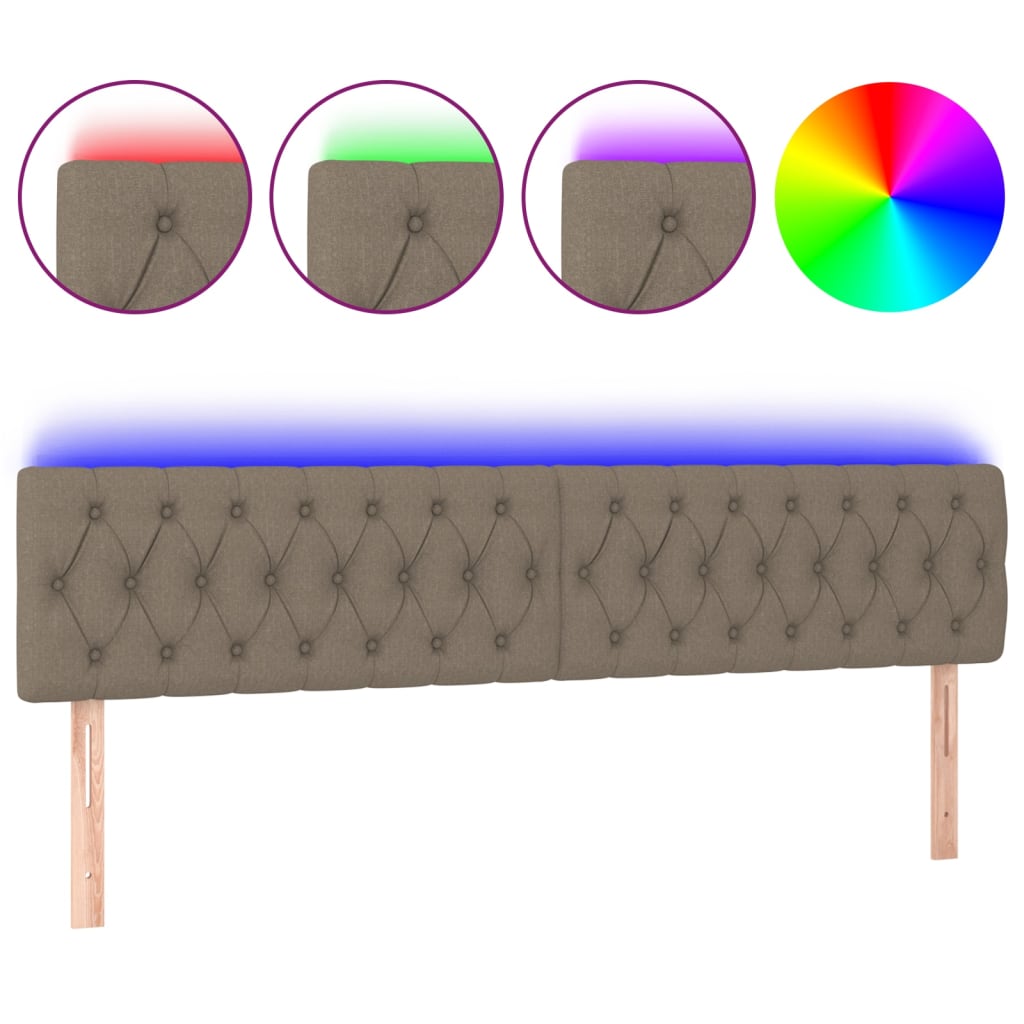 Tête de lit à LED Taupe 180x7x78/88 cm Tissu - XIOS