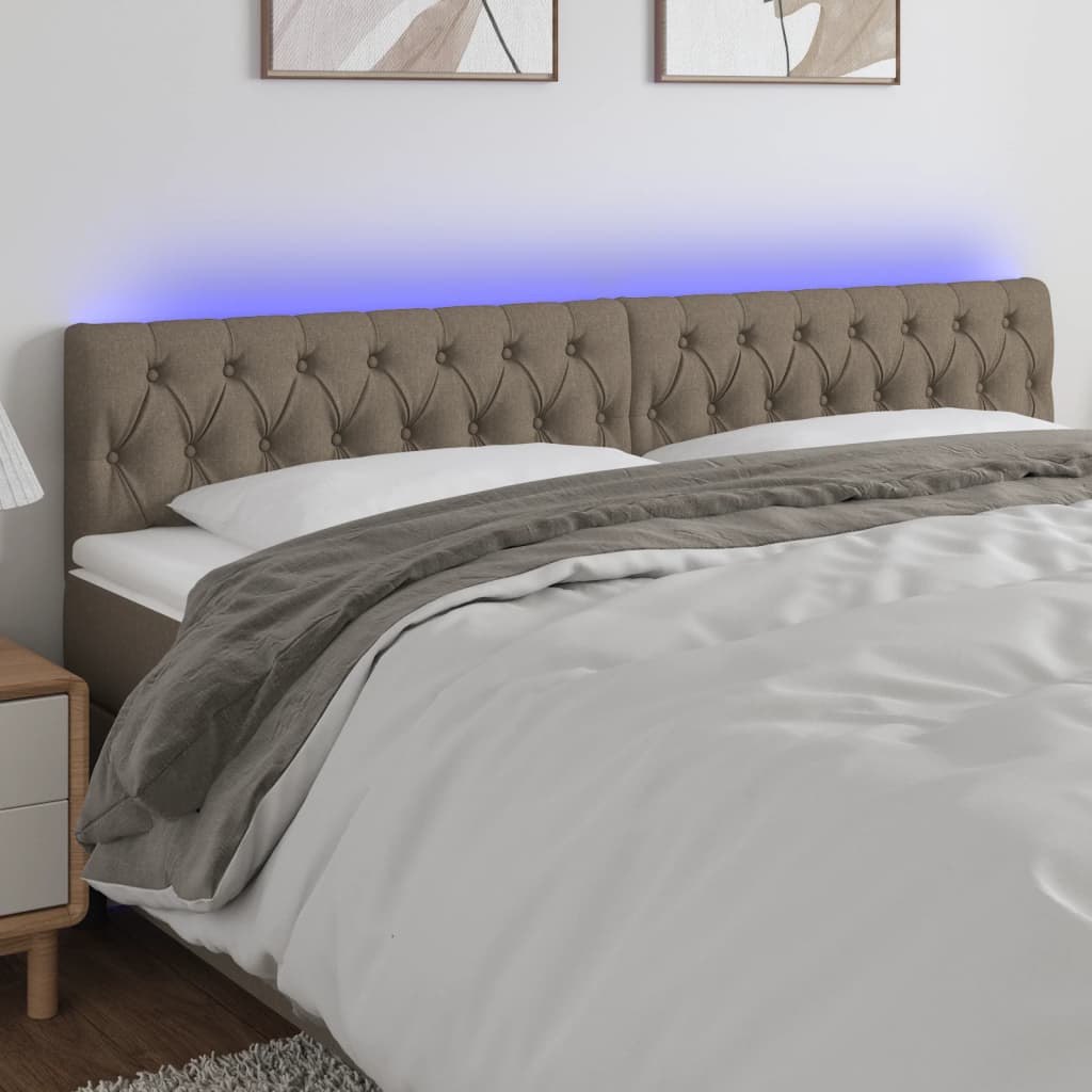 Tête de lit à LED Taupe 180x7x78/88 cm Tissu - XIOS