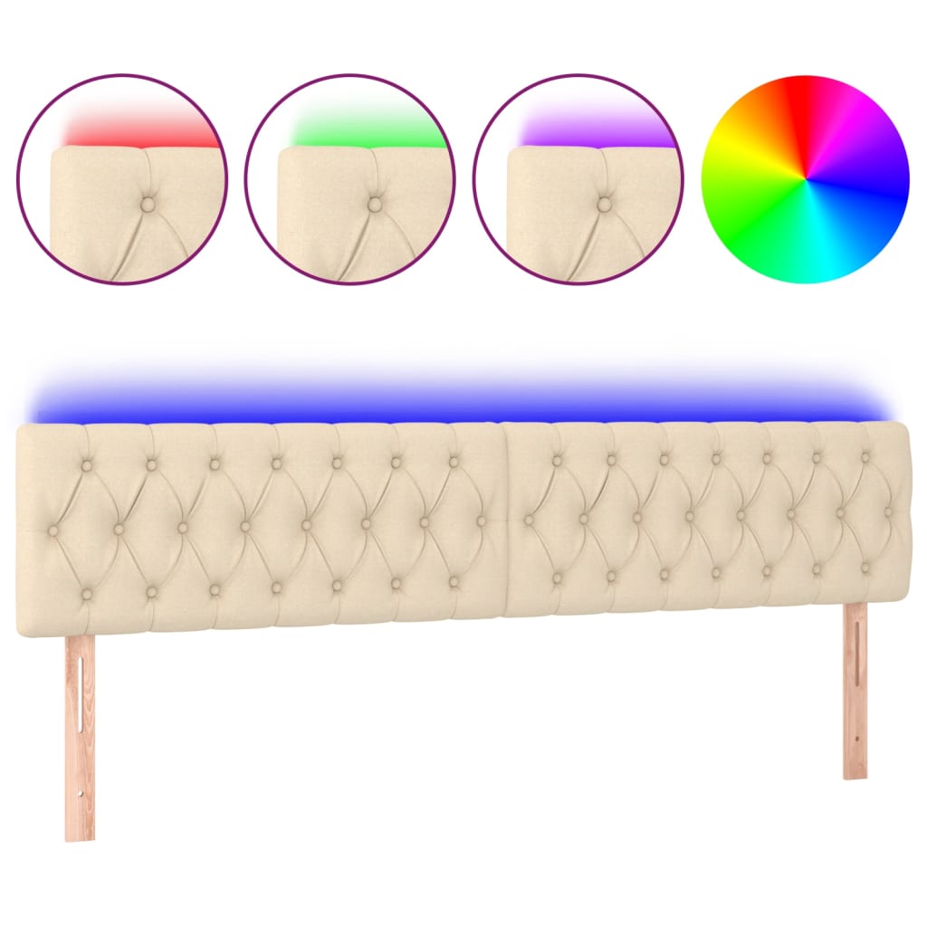 Tête de lit à LED Crème 180x7x78/88 cm Tissu - XIOS