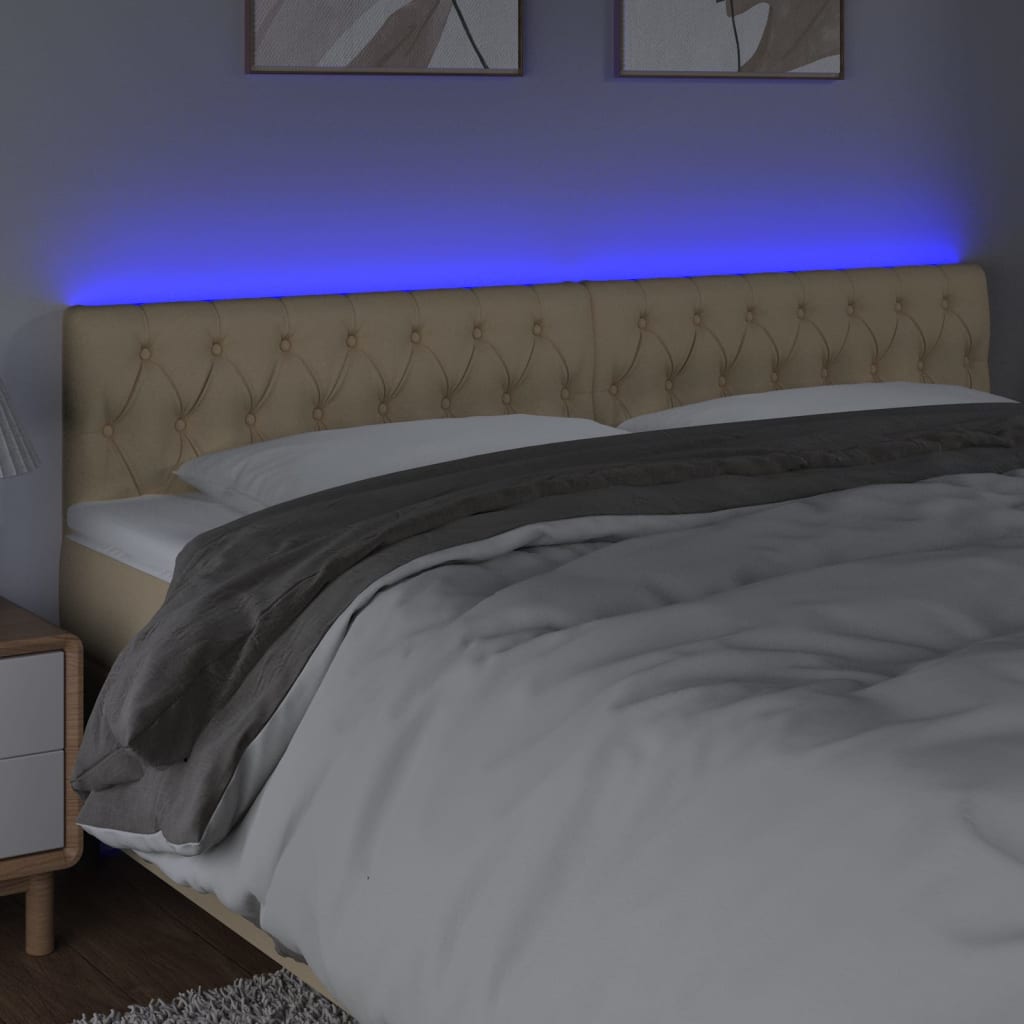 Tête de lit à LED Crème 180x7x78/88 cm Tissu - XIOS