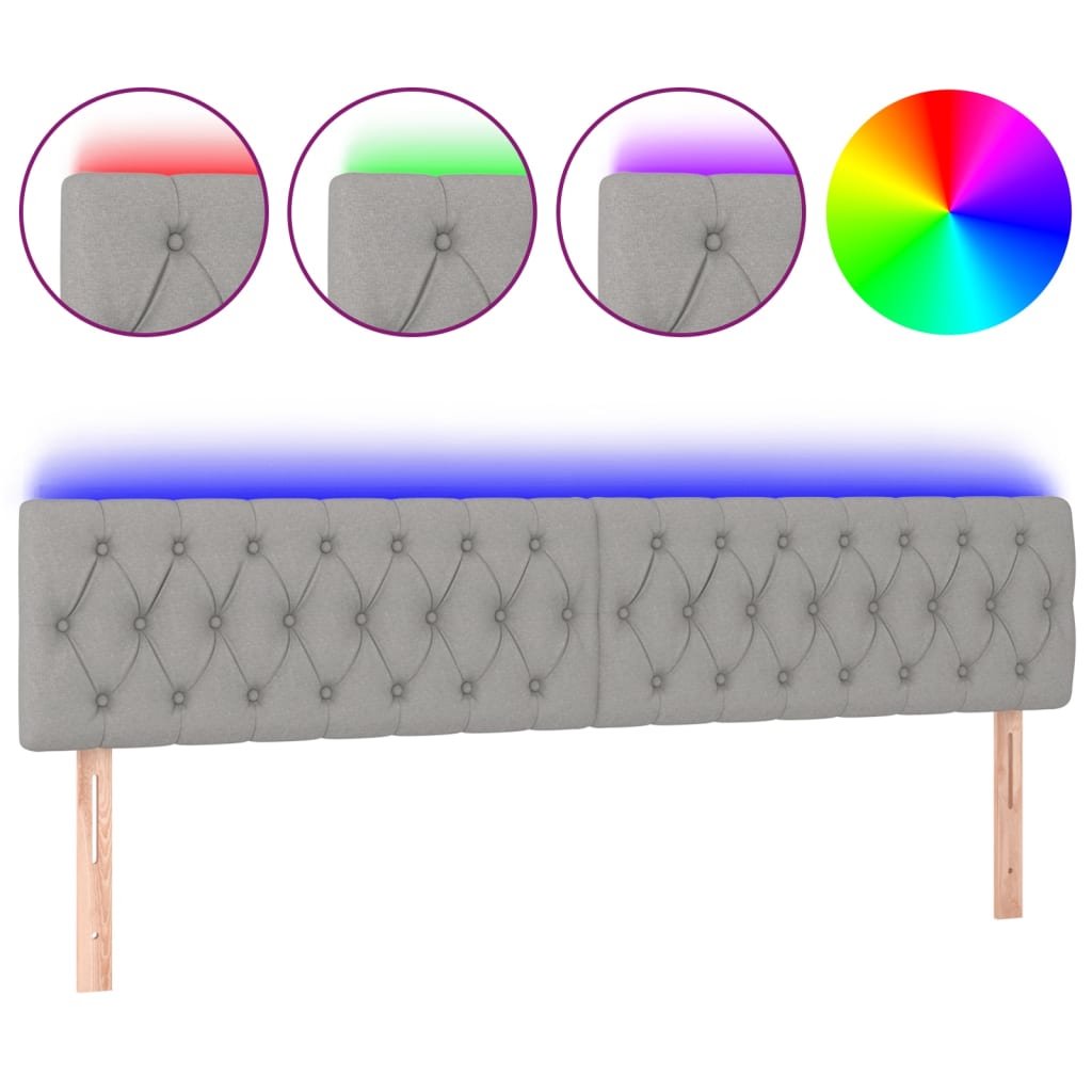 Tête de lit à LED Gris clair 200x7x78/88 cm Tissu - XIOS