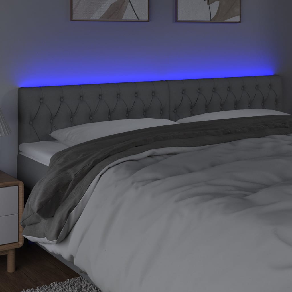 Tête de lit à LED Gris clair 200x7x78/88 cm Tissu - XIOS