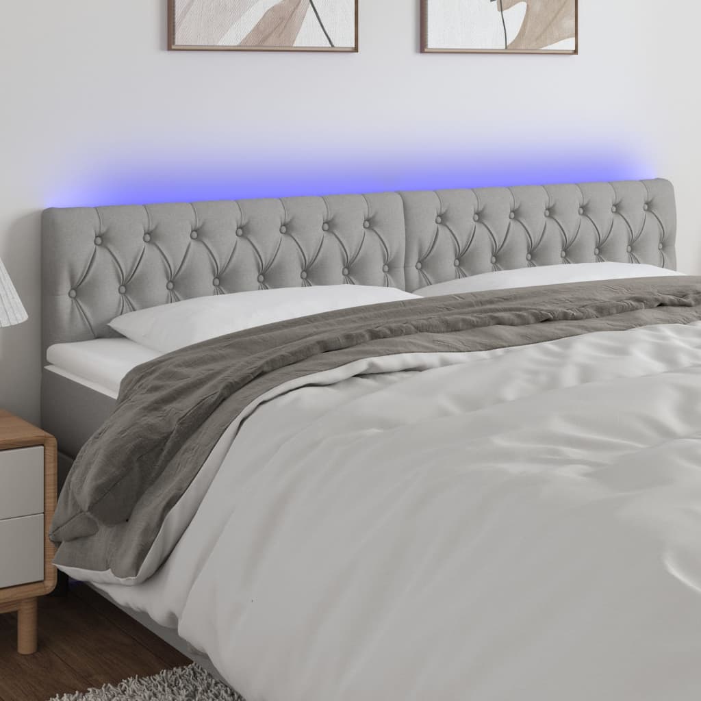 Tête de lit à LED Gris clair 200x7x78/88 cm Tissu - XIOS