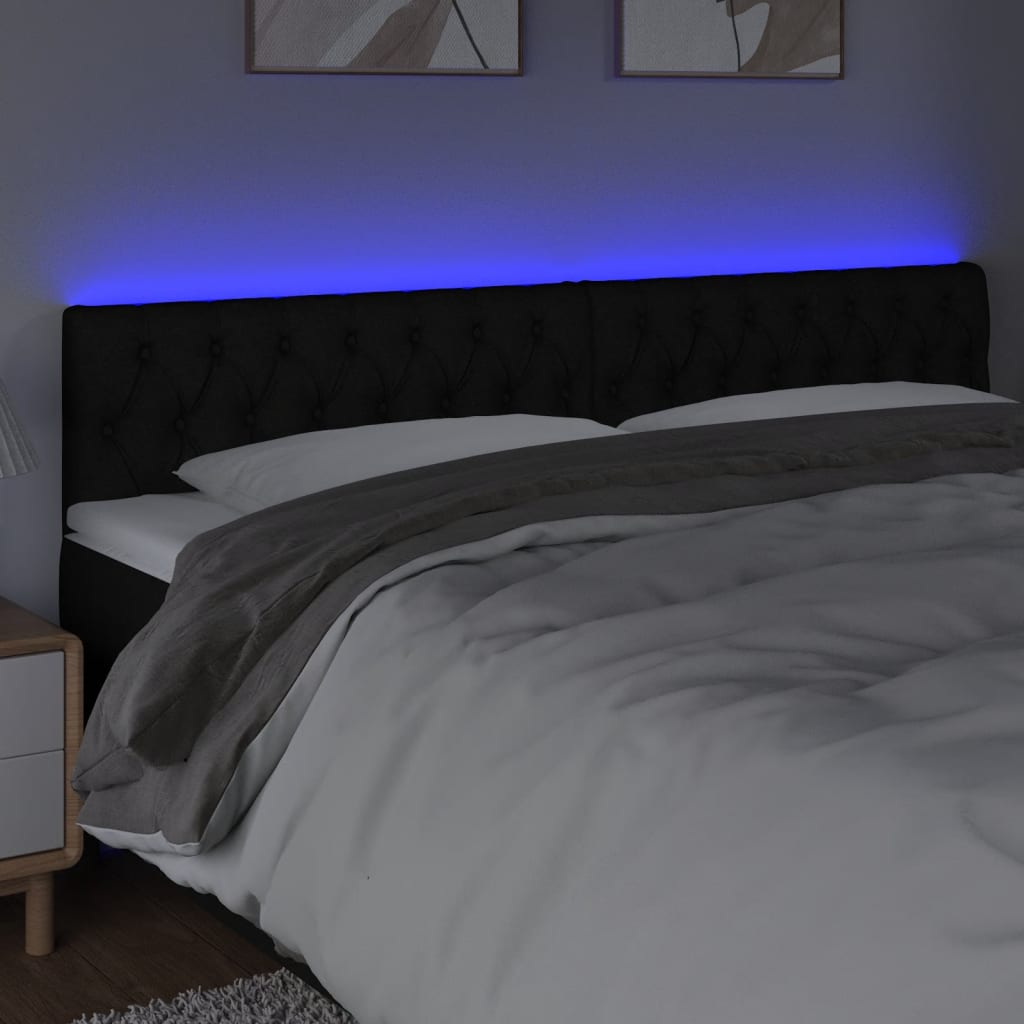 Tête de lit à LED Noir 200x7x78/88 cm Tissu - XIOS