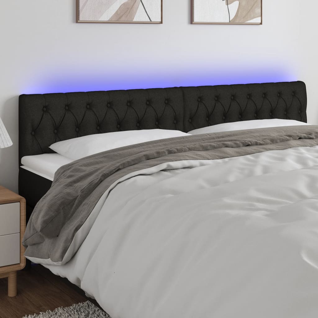 Tête de lit à LED Noir 200x7x78/88 cm Tissu - XIOS