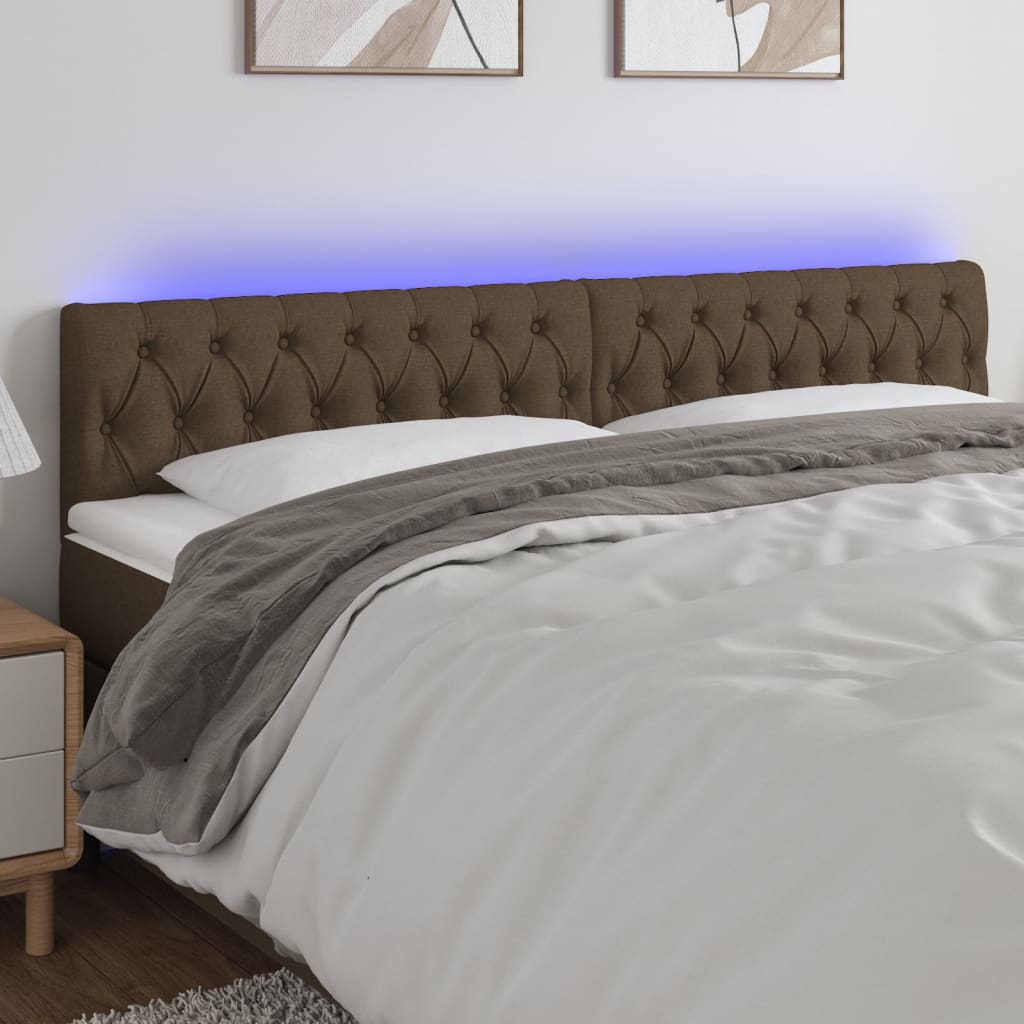 Tête de lit à LED Marron foncé 200x7x78/88 cm Tissu - XIOS