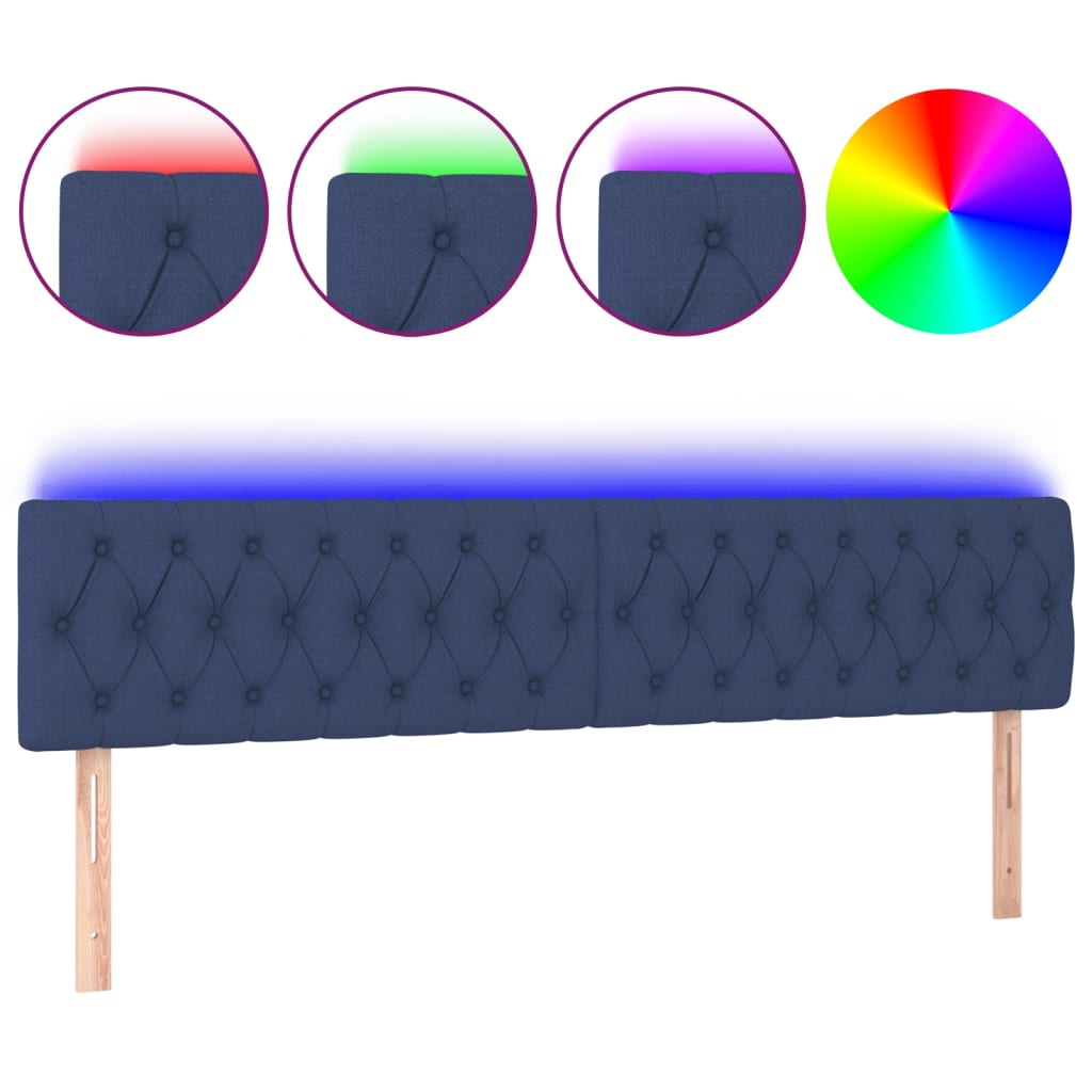 Tête de lit à LED Bleu 200x7x78/88 cm Tissu - XIOS