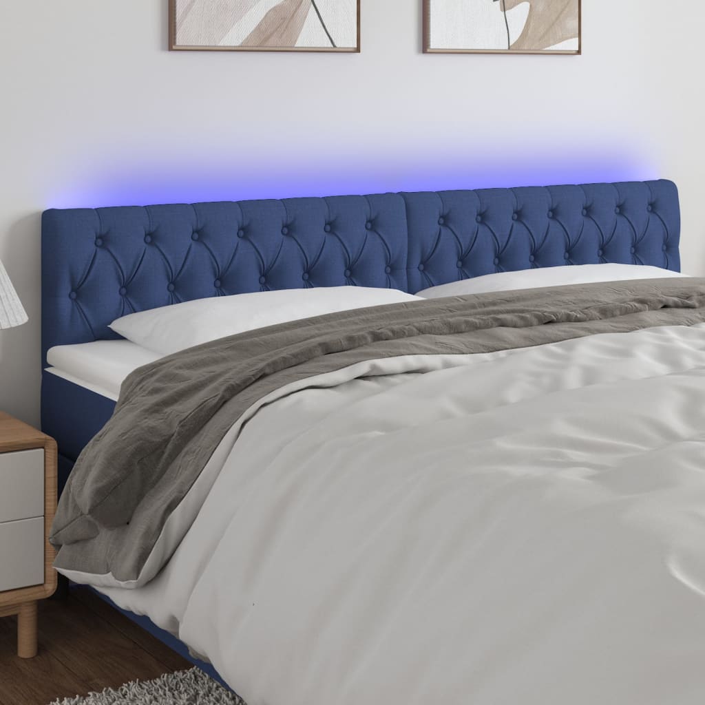 Tête de lit à LED Bleu 200x7x78/88 cm Tissu - XIOS
