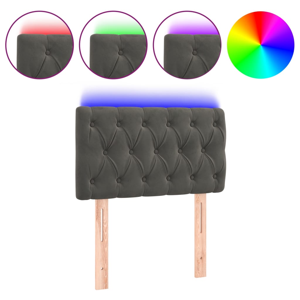 Tête de lit à LED Gris foncé 80x7x78/88 cm Velours - XIOS