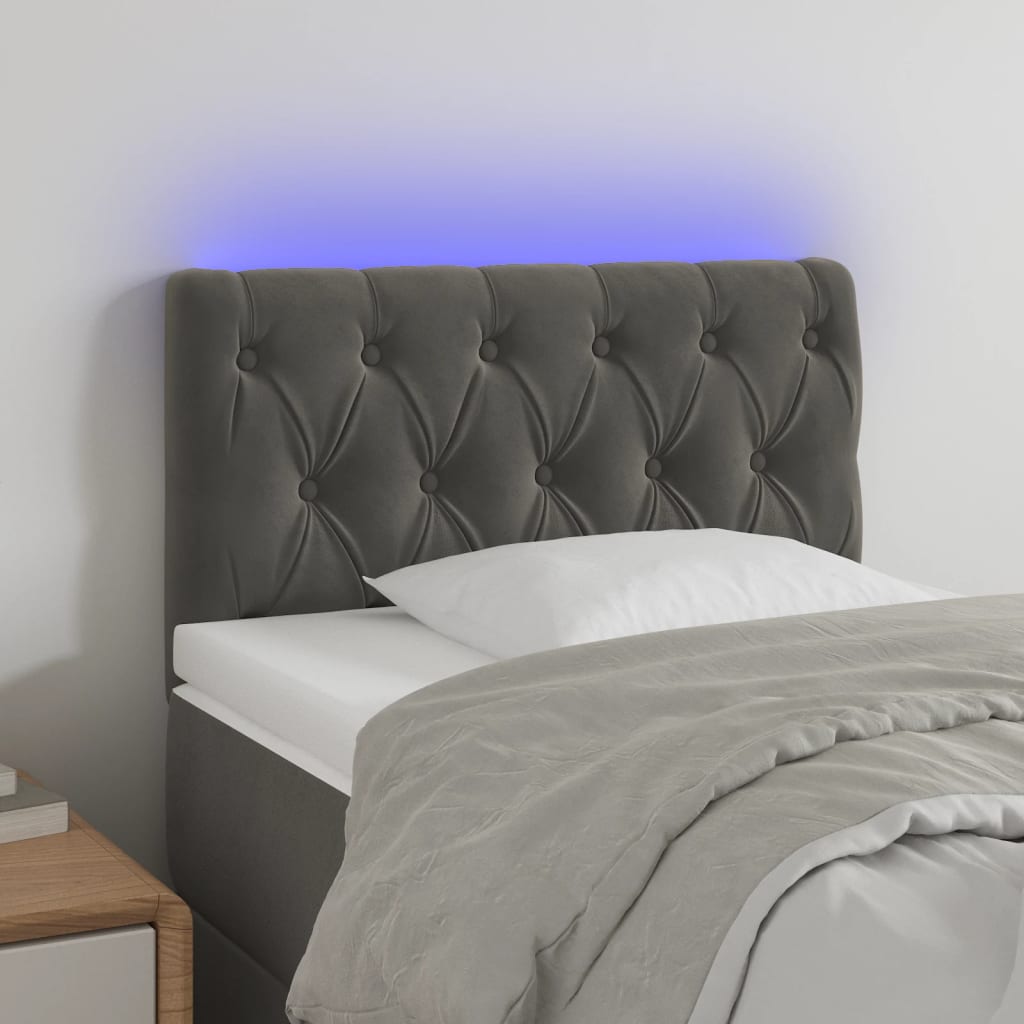 Tête de lit à LED Gris foncé 80x7x78/88 cm Velours - XIOS