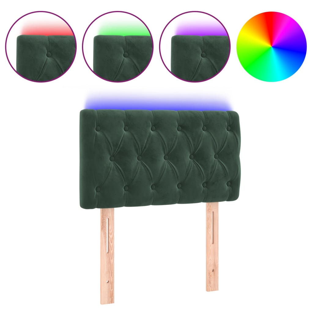 Tête de lit à LED Vert foncé 80x7x78/88 cm Velours - XIOS