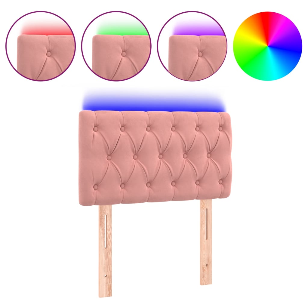Tête de lit à LED Rose 80x7x78/88 cm Velours - XIOS