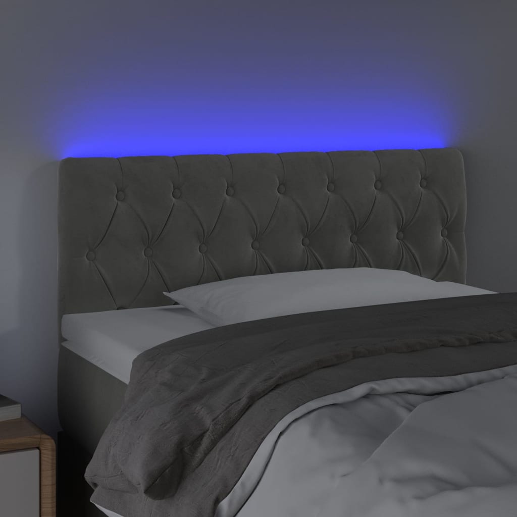 Tête de lit à LED Gris clair 90x7x78/88 cm Velours - XIOS