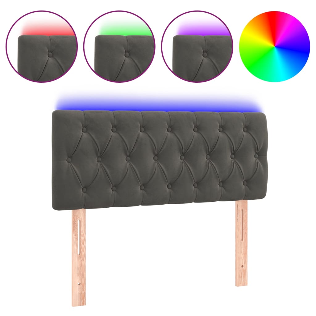 Tête de lit à LED Gris foncé 100x7x78/88 cm Velours - XIOS