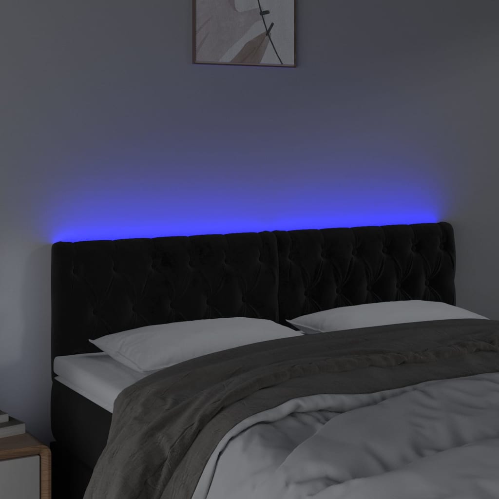 Tête de lit à LED Noir 144x7x78/88 cm Velours - XIOS