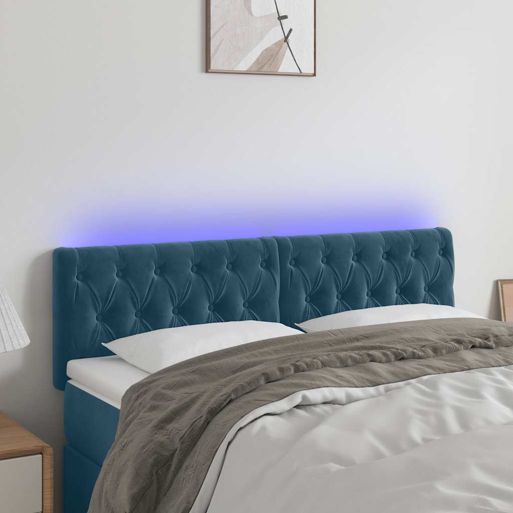 Tête de lit à LED Bleu foncé 144x7x78/88 cm Velours - XIOS